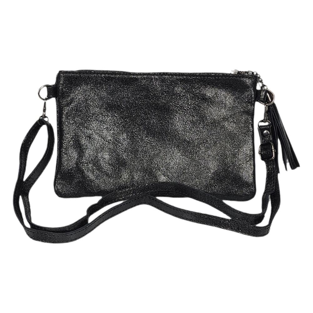 CHARLIE LEATHER “ALECIA” SMALL CROSS BODY POCHETTE – ITALIAN LEATHER – BLACK